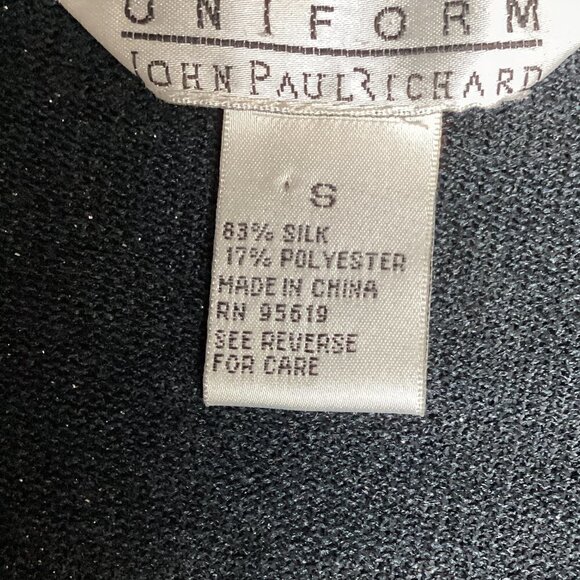 UNIFORM John Paul Richard Silk Blend Attached Twinset Top Black Sparkle 19Q - Picture 7 of 8